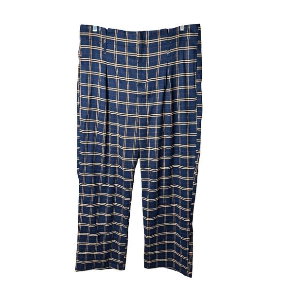 Timeless London Unique Vintage 1960’s Navy Plaid Wide Leg Trousers Pants 1X NWOT - Picture 1 of 8